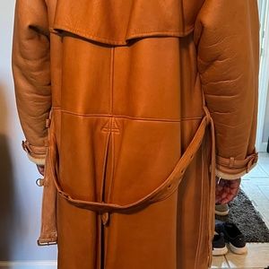 Full length fur lined leather shearling coat